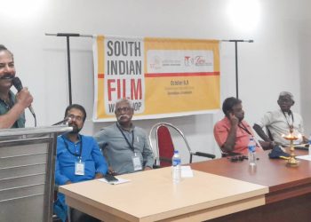 ക്യാപ്ഷൻ: തിര ദക്ഷിണേന്ത്യൻ ചലച്ചിത്ര ക്യാമ്പ് എറണാകുളം ഭാസ്കരീയം കൺവൻഷൻ സെന്ററിൽ ഉദ്ഘാടനം ചെയ്യുന്നു. യു.പി. സന്തോഷ്, ശ്രീരാം, വിജയകൃഷ്ണൻ , എം.എൽ. രമേശ് സമീപം