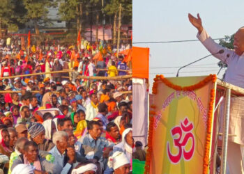 ഛത്തിസ്ഗഢിലെ ജസ്പൂരില് ജനജാതി ഗൗരവ് ദിവസത്തില് നടന്ന വനവാസി സംഗമത്തെ ആര്എസ്എസ് സര്സംഘചാലക് ഡോ. മോഹന് ഭാഗവത് അഭിസംബോധന ചെയ്യുന്നു.