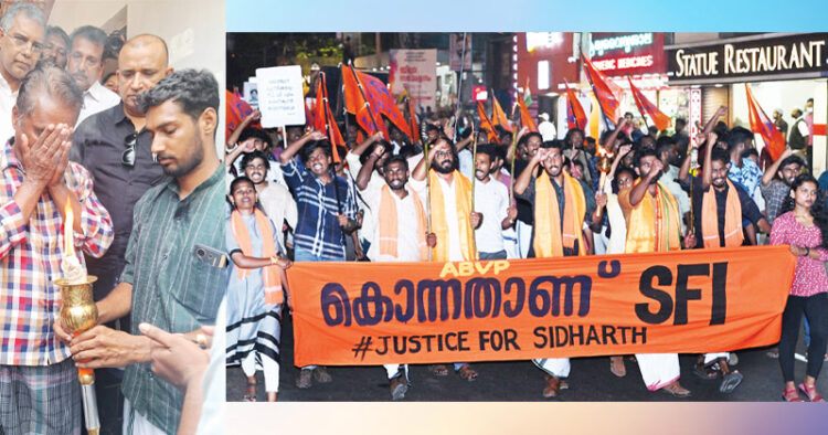 സിദ്ധാര്ത്ഥന്റെ കുടുംബത്തിന് നീതിതേടി എബിവിപി ആരംഭിച്ച ലോങ്മാര്ച്ചിന് ദീപശിഖ കൈമാറിയ ശേഷം പൊട്ടിക്കരയുന്ന അച്ഛന് ജയപ്രകാശ്.