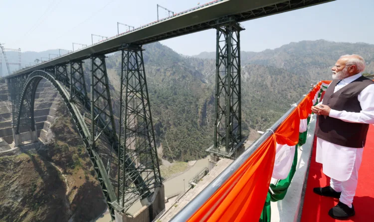 PM visits Chenab bridge, in Jammu and Kashmir on June 06, 2025.