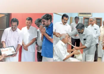 ഗുരുപൂർണിമയോടനുബന്ധിച്ച് വിദ്യാഭ്യാസ വികാസകേന്ദ്രം കൊച്ചിയിൽ സംഘടിപ്പിച്ച ഗുരുവന്ദനം പരിപാടിയിൽ പ്രൊഫ. എം.കെ. സാനുവിനെ സംസ്ഥാന അധ്യക്ഷൻ ഡോ. എൻ. സി. ഇന്ദുചൂഢനും ബാലഗോകുലം മാർഗദർശി എം.എ. കൃഷ്ണനെ ശിക്ഷാ സംസ്‌കൃതി ഉത്ഥാൻ ന്യാസ് ദേശീയ സംയോജകൻ എ. വിനോദും ആദരിച്ചപ്പോൾ. സി.ജി. രാജഗോപാൽ, മനോജ് മോഹൻ, കെ.ജി. ശ്രീകുമാർ, ജന്മഭൂമി എഡിറ്റർ കെ.എൻ.ആർ. നമ്പൂതിരി, സംസ്ഥാന സംയോജക് ബി.കെ. പ്രിയേഷ്‌കുമാർ തുടങ്ങിയവർ സമീപം.